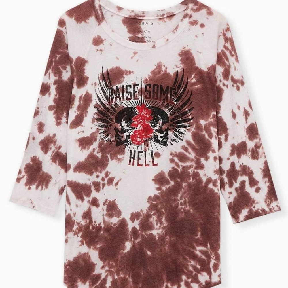 Size 1X Torrid Lets raise some Hell skulls biker top NWOT classic fit t-shirt
